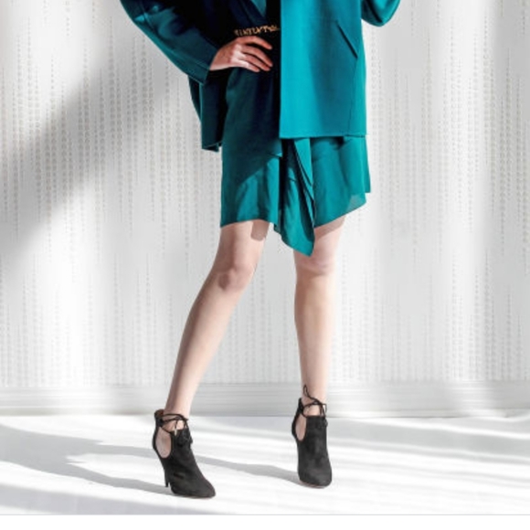 Aquazzura Babe Suede Booties Black 39.5 Ankle Wrap - Picture 16 of 16